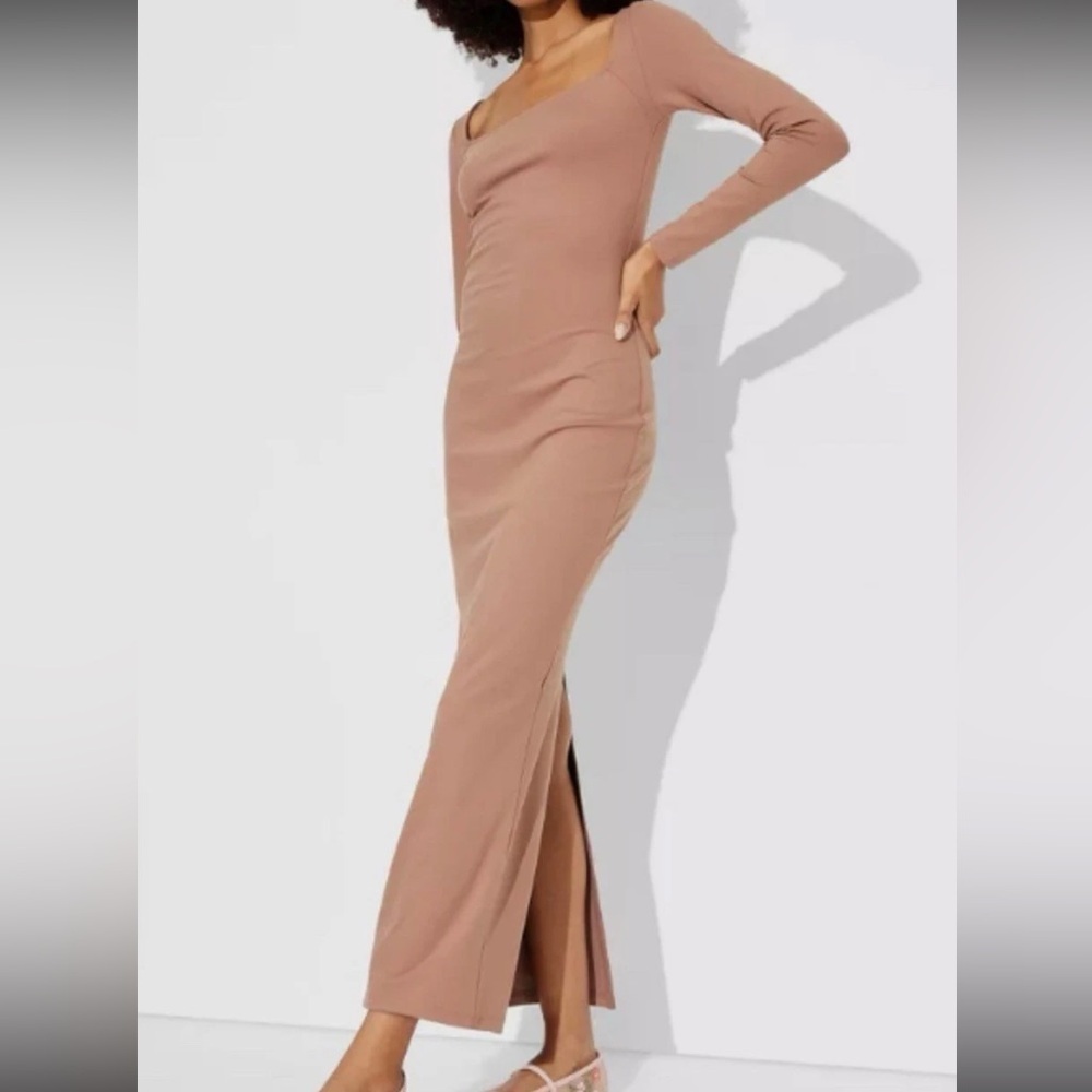 Wild Fable NWT Women’s Long Sleeve ButterBliss Maxi Bodycon Dress Dark Taupe